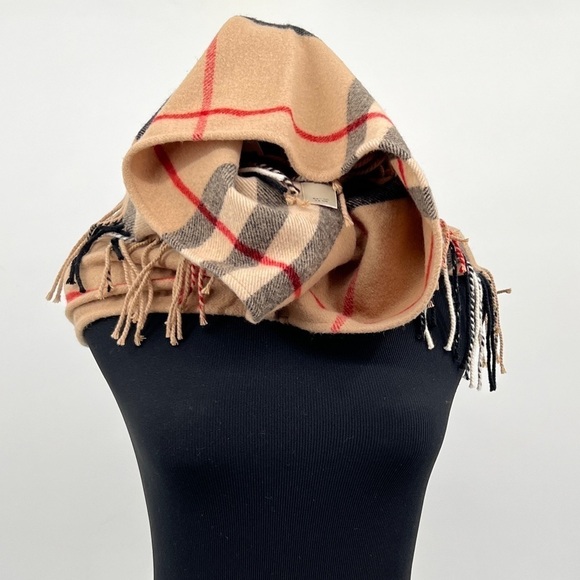 BURBERRY Rare Snood / Infinity style cashmere Scarf wool cashmere tartan plaid - Picture 3 of 8